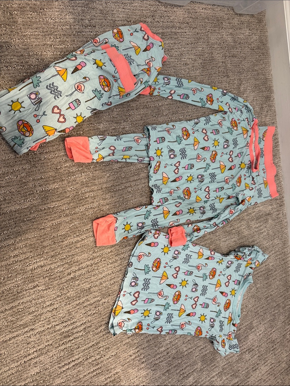 Little Sleepies Light Blue Beach Bundle: Print Pajama Set and Tee 4T